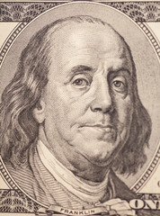 Benjamin Franklin portrait from a $100 bill
