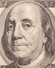 Benjamin Franklin portrait from a $100 bill