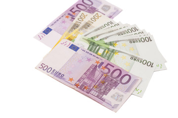 Different Euro banknotes isolated