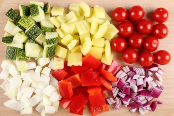 Diced vegetables.