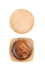 Natural wood plate isolated on white background