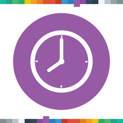 Flat clock icon in a circle.