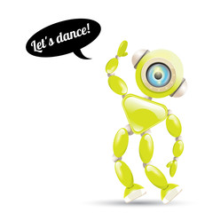 vector green cartoon robot isolated on white