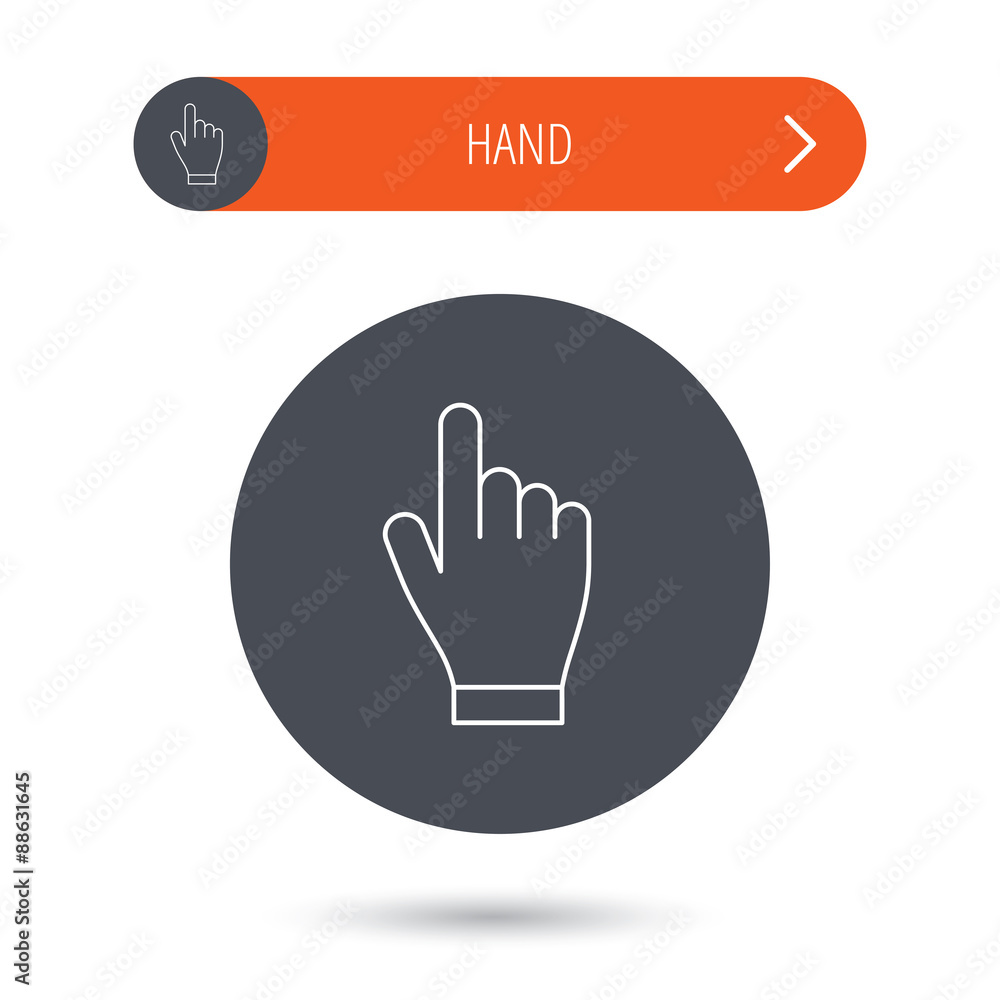 Poster click hand icon. press or push pointer sign.
