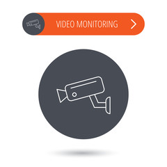 Video monitoring icon. Camera cctv sign.