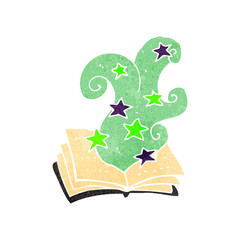 retro cartoon magic spell book