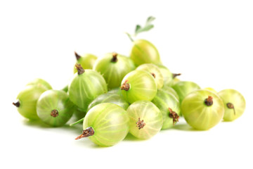 Green gooseberry isolated on white