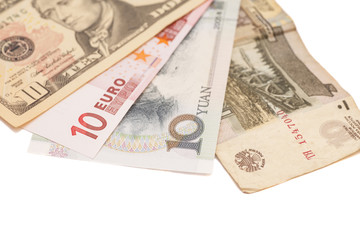 American dollars, European euro,Chinese yuan and Russian Ruble b