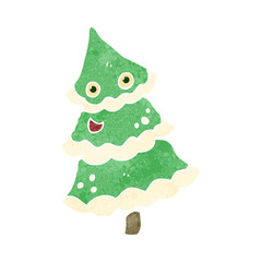 retro cartoon christmas tree