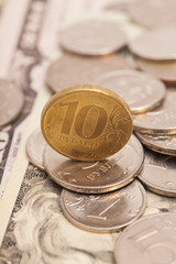 coins on banknotes