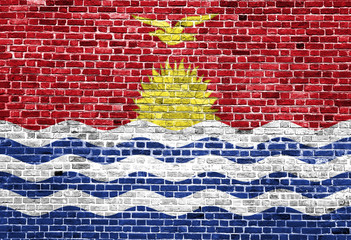 Flag of Kiribati painted on brick wall, background texture