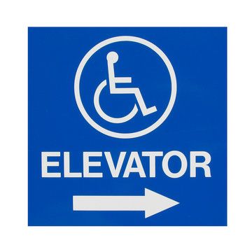 isolated handicap elevator sign
