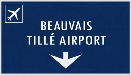 Beauvais France Airport Highway Sign