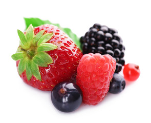 Group of fresh berries isolated on white