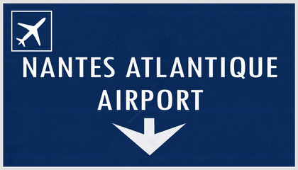 Nantes France Airport Highway Sign