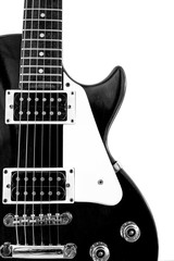 Fototapeta na wymiar black and white electronic guitar isolated on white background