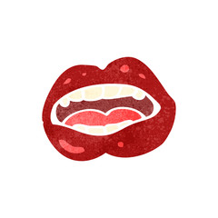 retro cartoon shiny red lips