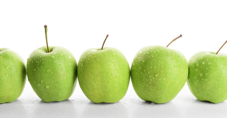 Ripe green apples isolated on white
