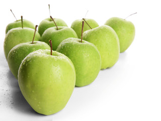 Ripe green apples isolated on white