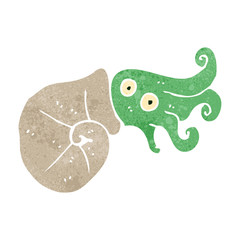 retro cartoon nautilus squid