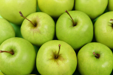 Ripe green apples close up