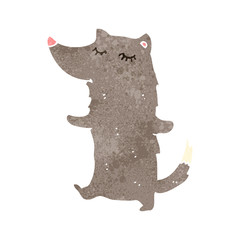 retro cartoon cute wolf