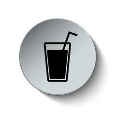 Glass of water icon. Drink icon. Beverage icon. Button. Vector i