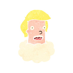 retro cartoon man with head in clouds