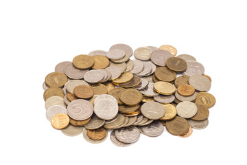 Stack of coins isolated on white