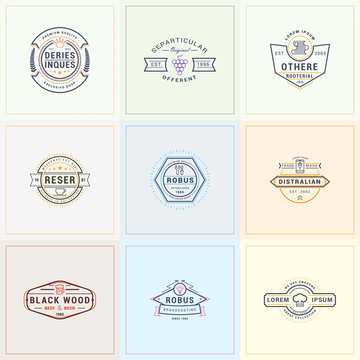 Set of Hipster Retro Badges, Labels, Logotypes. Vector Design Templates