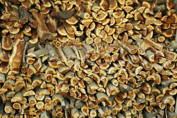 Background of pile of wood