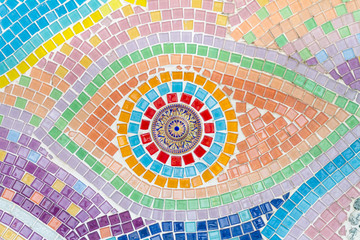 Tile decorating on temple wall for abstract background