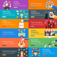 Flat Design Concept. Set of Vector Illustrations for Web Banners