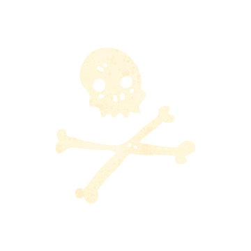 retro cartoon skull and crossbones symbol