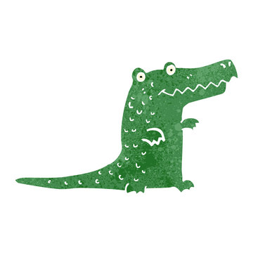 retro cartoon cute crocodile