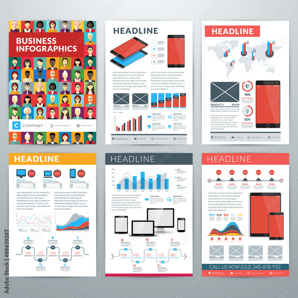 Wall mural infographics vector concept. set of business infographic design elements for data visualization