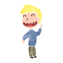 retro cartoon happy boy