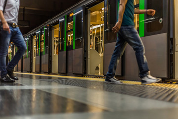 train in the subway in milan - obrazy, fototapety, plakaty