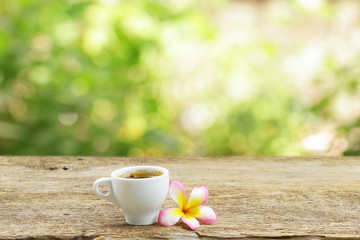 Coffee and frangipani flower