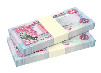 United Arab Emirates dirhams bills isolated on white background. Computer generated 3D photo rendering.