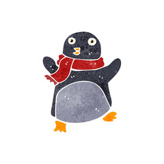 retro cartoon christmas penguin