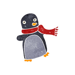 retro cartoon christmas penguin