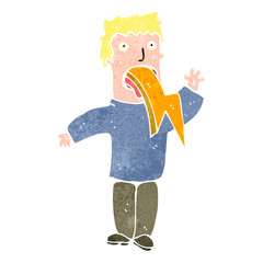 retro cartoon man spitting lightning