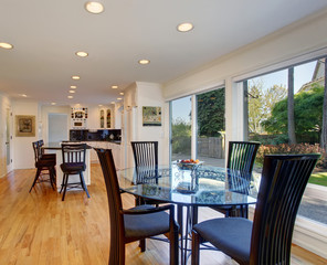 Luxury kitchen with great lighting, anf floor.