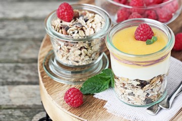 Whole grain muesli with lemon cream and yogurt