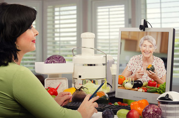 Dietary expert giving advice senior woman
