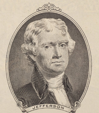 Portrait of first U.S. president Thomas Jefferson