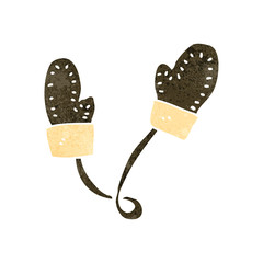 retro cartoon winter mittens