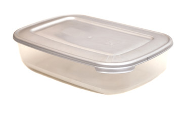 Plastic container for food isolated on white