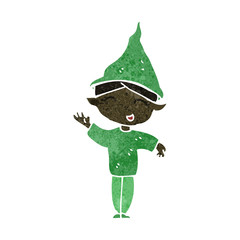 retro cartoon christmas elf